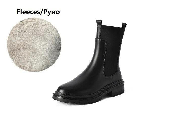 deanwangkt Autumn Shoes    Autumn Women Ankle Boots Round Toe Chunky Heel Boots Women Genuine leather Shoes Women Slip-on Black Boots Winter Shoes Women - Deanwangkt