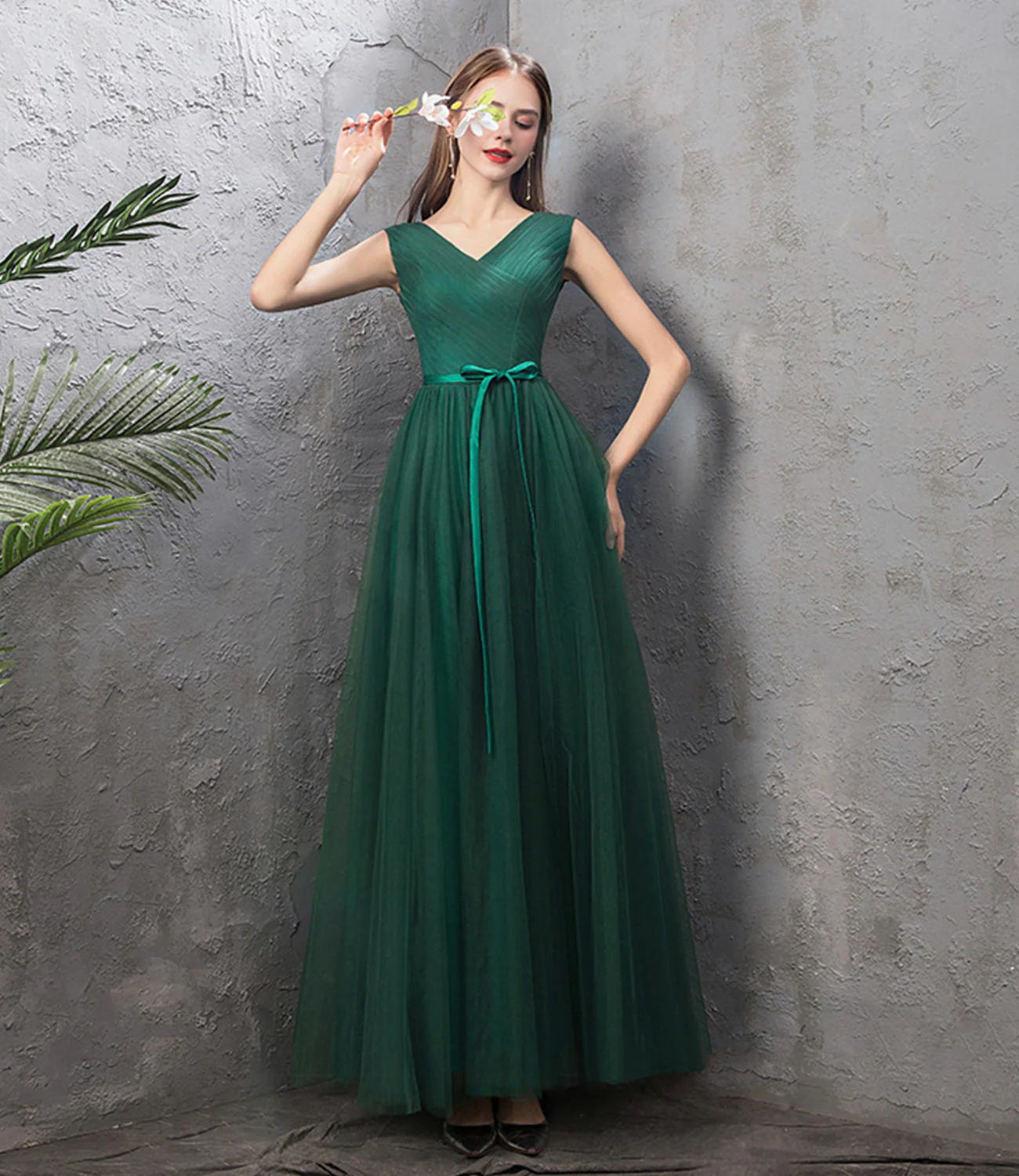solvbao Green Tulle Long Prom Dresses, A-Line Evening Dresses - Deanwangkt