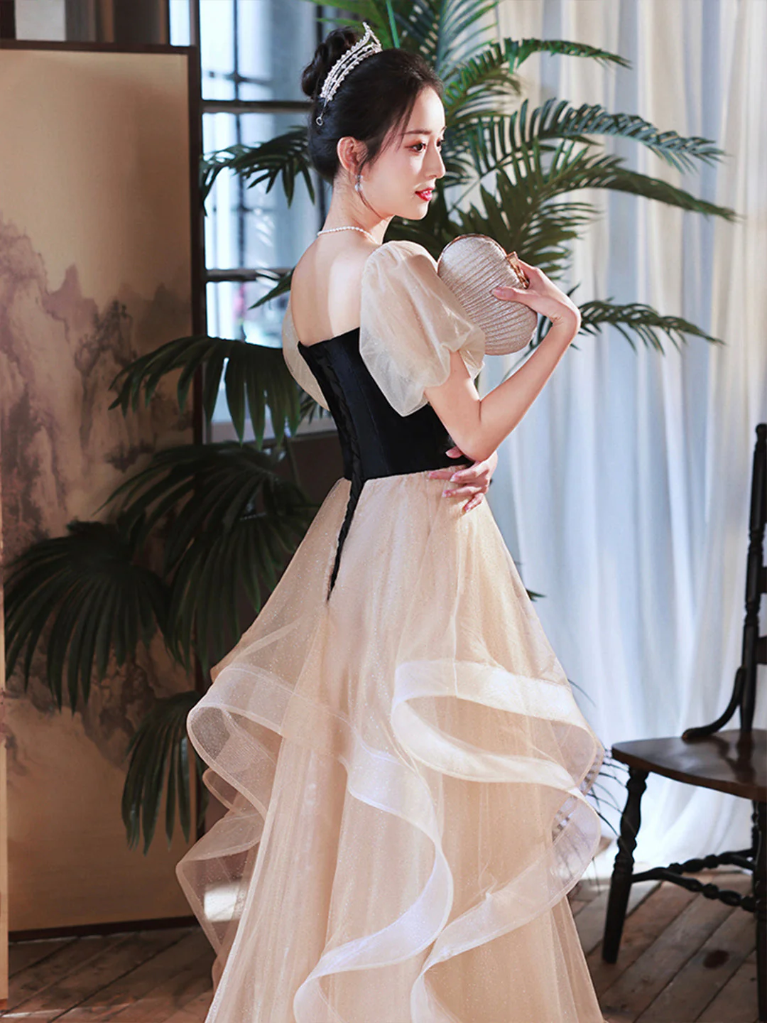 solvbao Cute Velevt Tulle Long Prom Dress, Lovely Off Shoulder Evening Dress - Deanwangkt