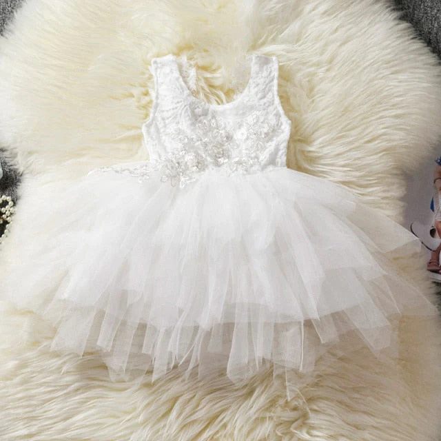 Flower Newborn Baby Dress New Summer Cute Baby Girls Clothes Tulle Lace Infant XMAS Party Clothing 1 Year Birthday Dress - Deanwangkt