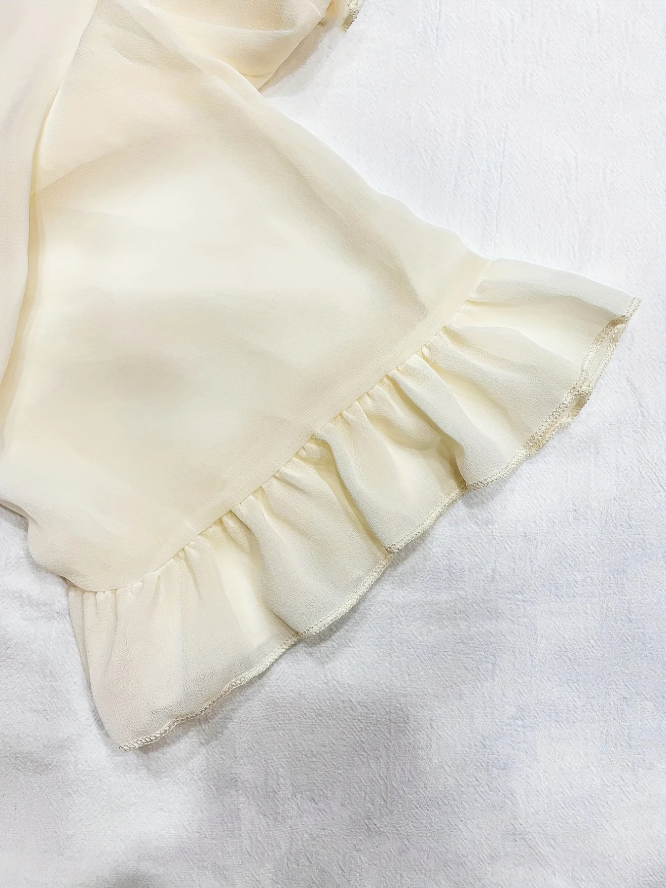 Ruffle Layered Blouse, Elegant Tie Front Long Flared Sleeve Blouse, Women's Clothing - Deanwangkt