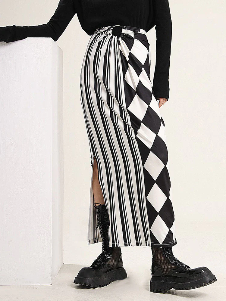 deanwangkt Patchwork Plaid Color Block Skirt For Women Lapel Long Sleeve Loose Casual Blouses Female Fashion Clothes Style New - Deanwangkt