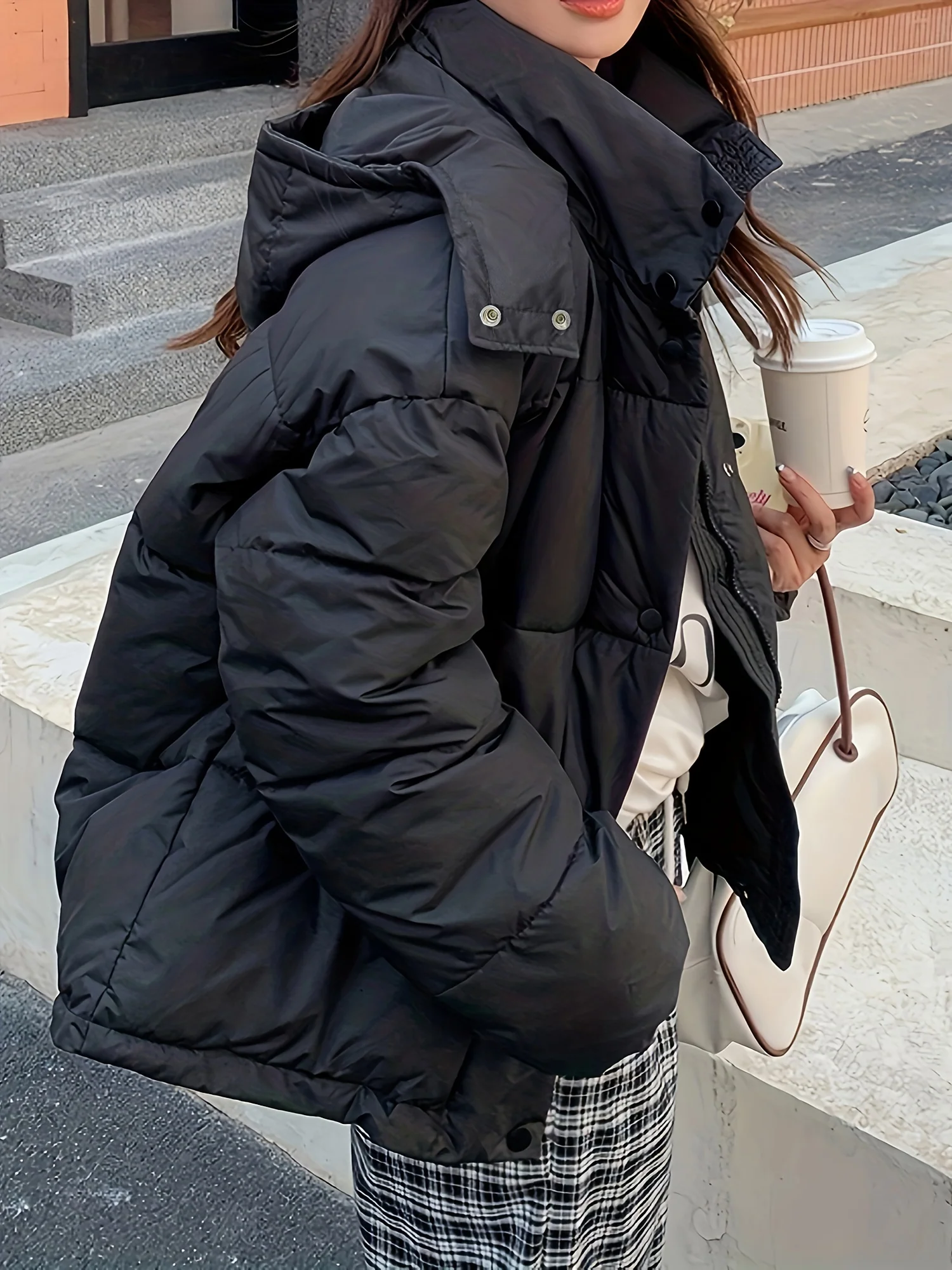 deanwangkt-1  Zip Up Hooded Warm Coat, Casual Solid Long Sleeve Winter Outerwear, Women's Clothing - Deanwangkt