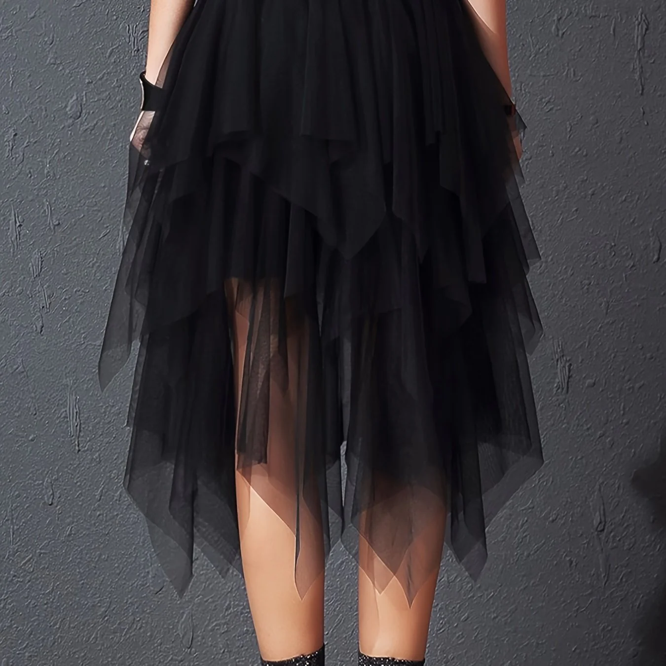 Hanky Hem Lace Tiered Skirt, High Waist Mid Calf Skirt For Spring & Summer, Women's Clothing - Deanwangkt