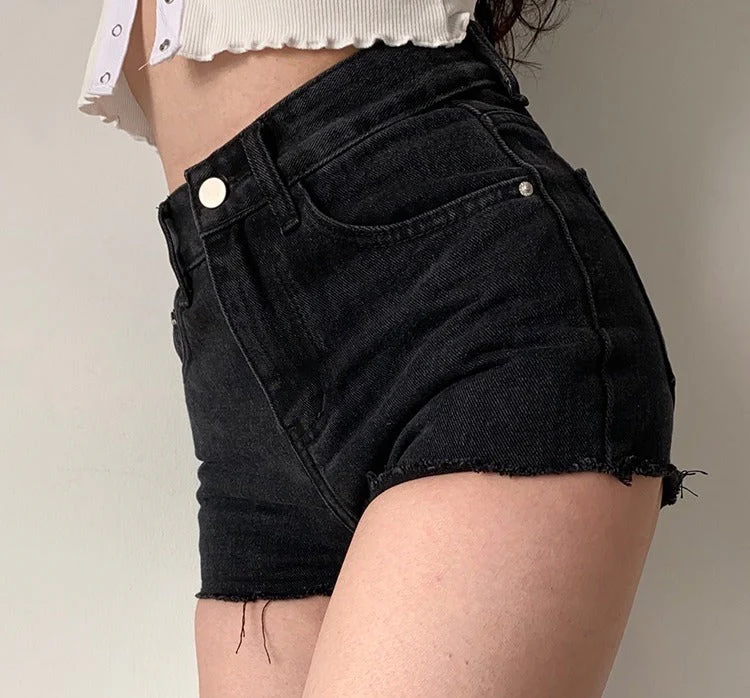 deanwangkt - Frayed High Waist Denim Shorts - Deanwangkt