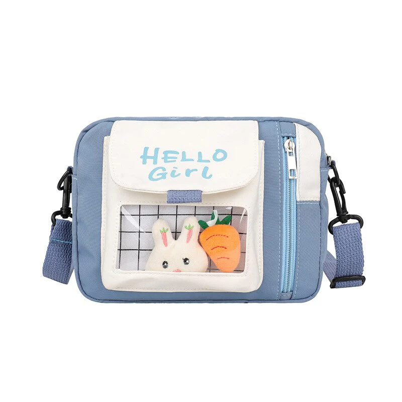 deanwangkt  Japanese Lovely Flap Small Bag Women Rabbit&Carrot Pins Nylon Bag Mini Crossbody Bags For Women Shoulder Bag Phone Bag Purses - Deanwangkt