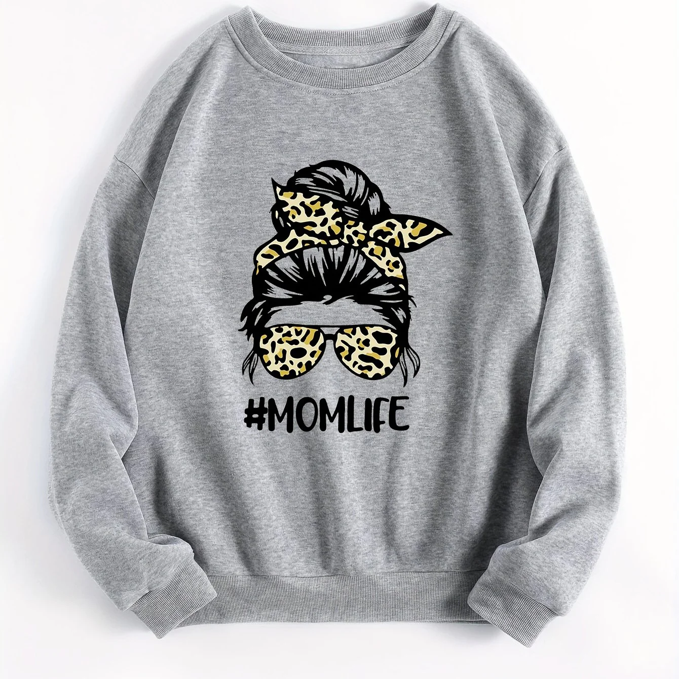 Fashion Girl Graphic Crew Neck Oversized Sports Sweatshirt, Drop Shoulder Casual Pullover Tops, Women's Sporty Sweatshirts - Deanwangkt