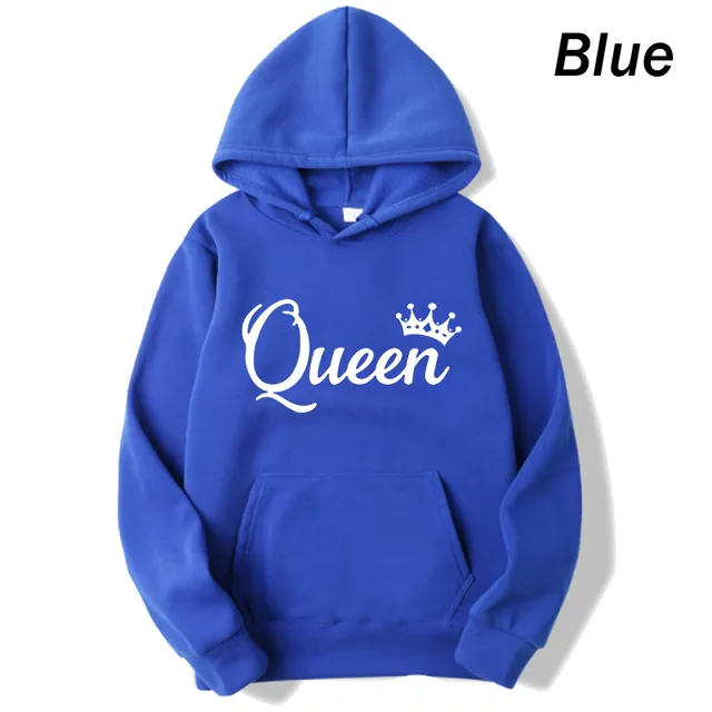 deanwangkt Fashion Men Women Long Sleeve Pullover Hooded Sweatshirts Unisex King and Queen Print Hoodies Casual Streetwear Couple Sweat - Deanwangkt