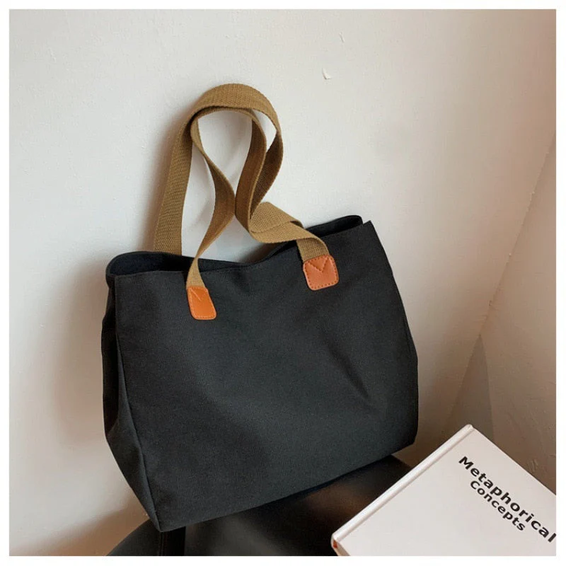 deanwangkt New Big Tote Bag Women Casual Pure Color Canvas Bag For Women Simple Lady Handbags Shoulder Bag Shopping Bag Bolsa Feminina - Deanwangkt