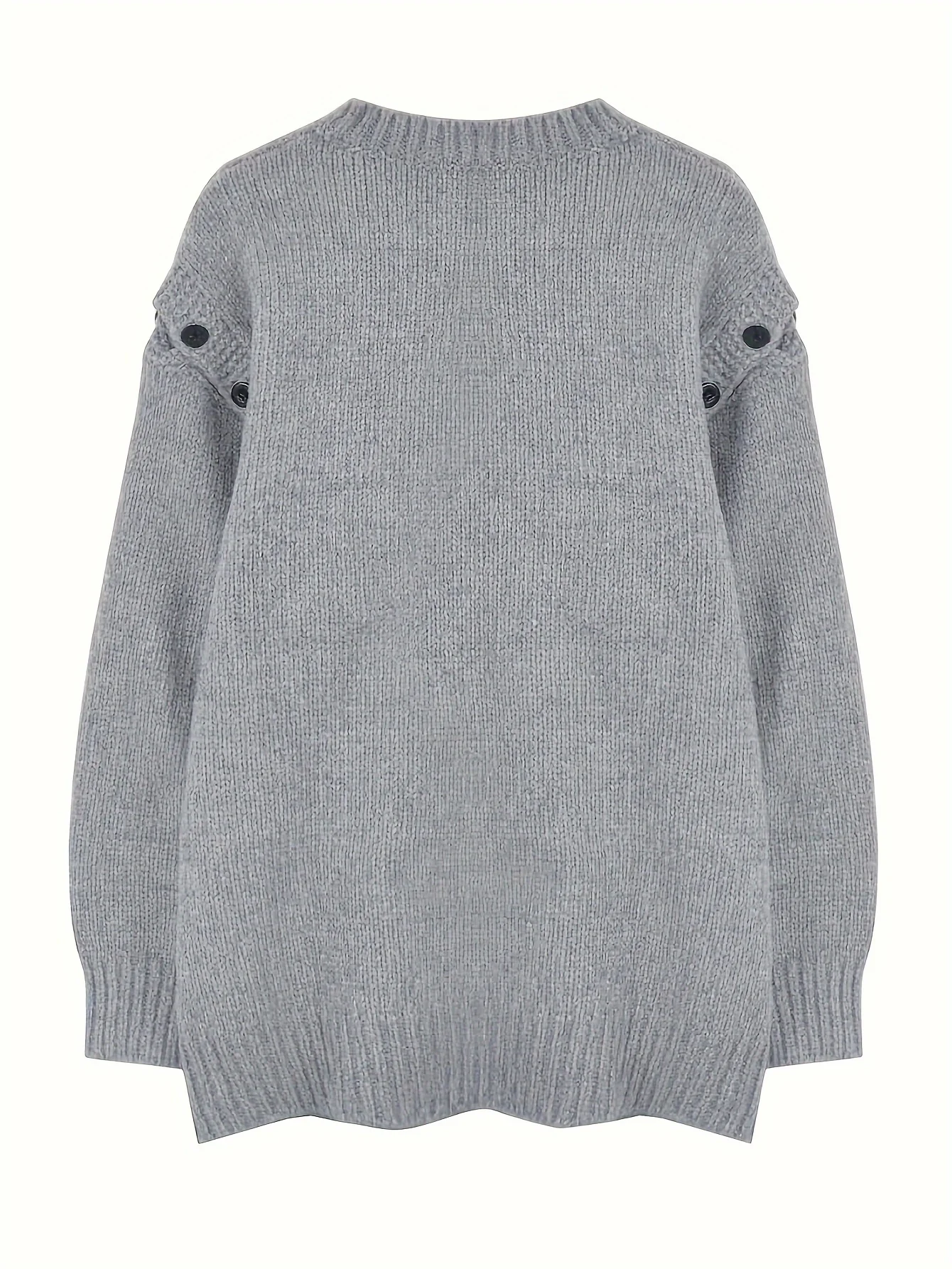 deanwangkt  Letter Pattern Crew Neck Pullover Sweater, Casual Cold Shoulder Long Sleeve Loose Sweater, Women's Clothing - Deanwangkt