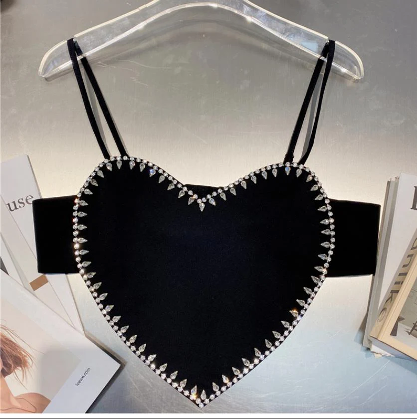 deanwangkt  Summer Sexy Patchwork Diamond Vest For Women Love Sleevelese Tank Tops Female Summer Fashion body sculpting Clothing - Deanwangkt