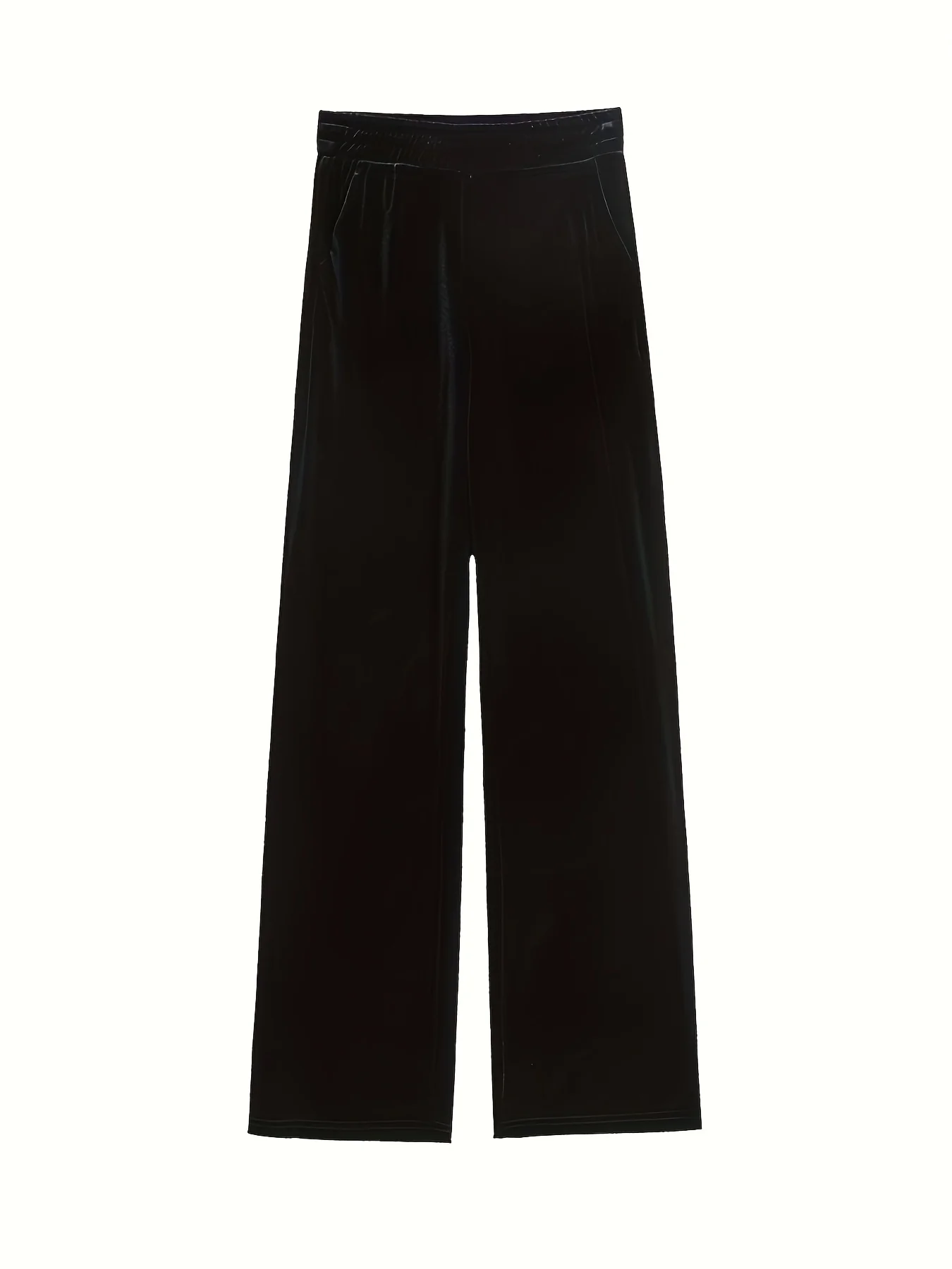 Solid Velvet Straight Leg Pants, Casual Elastic Waist Loose Pants, Women's Clothing - Deanwangkt