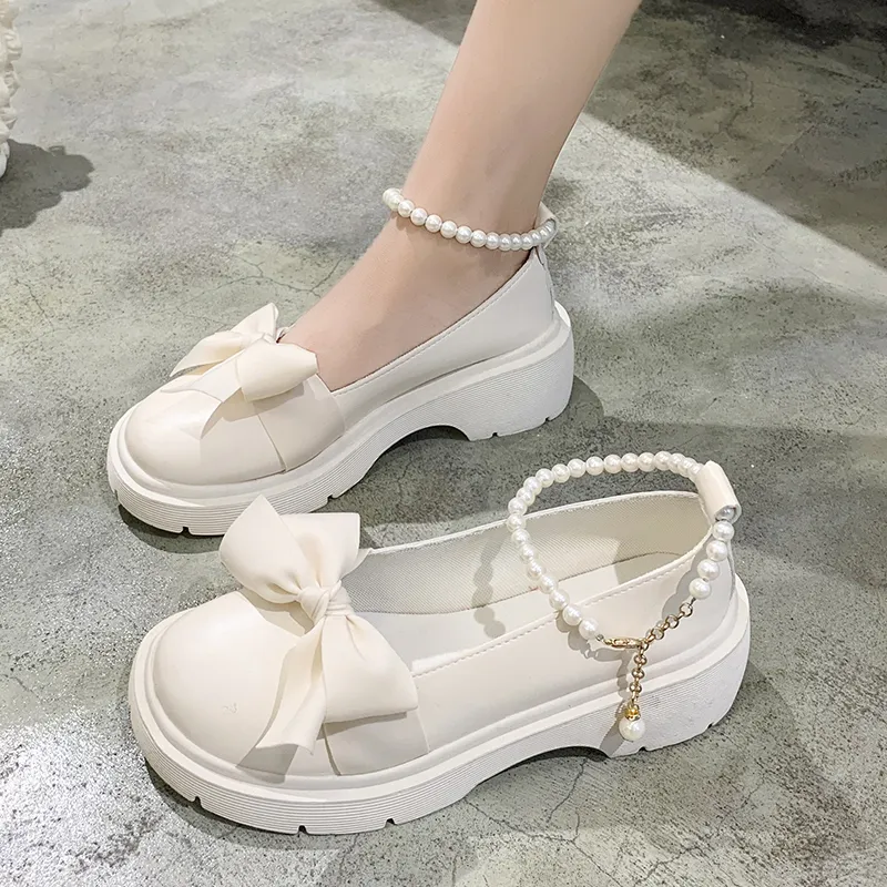 deanwangkt Women Thick Platform Mary Janes Lolita Shoes Party Pumps Summer  New Sandals Bow Chain Mujer Shoes Fashion Oxford Zapatos - Deanwangkt