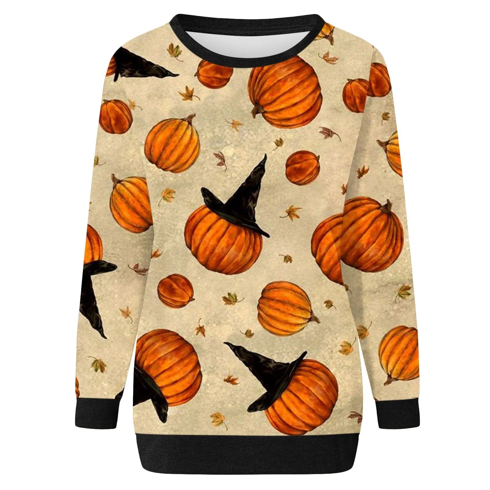 deanwangkt Hoodies For Teengirls Casual Halloween Print Long Sleeve Round Neck Sweatshirt Loose Tops Women Sudaderas De Mujer талстовки - Deanwangkt