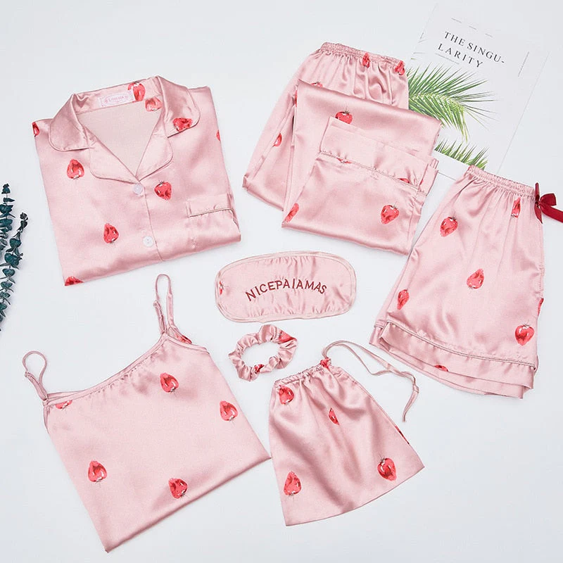 deanwangkt Pajamas Set Women Summer Sexy Flower Pyjamas Sexy Female Long Sleeve Shirt Pants Handwork Stitch Lingerie Striped Mom Sleepwear - Deanwangkt