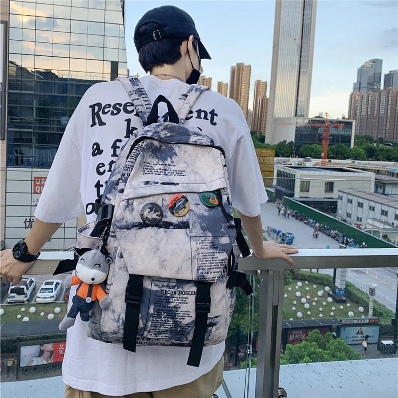 BACK TO COLLEGE  Fashion Men Backpack Student Bookbag Lover Travel Mochila Schoolbag Laptop Rucksack High School High-capacity Knapsack - Deanwangkt