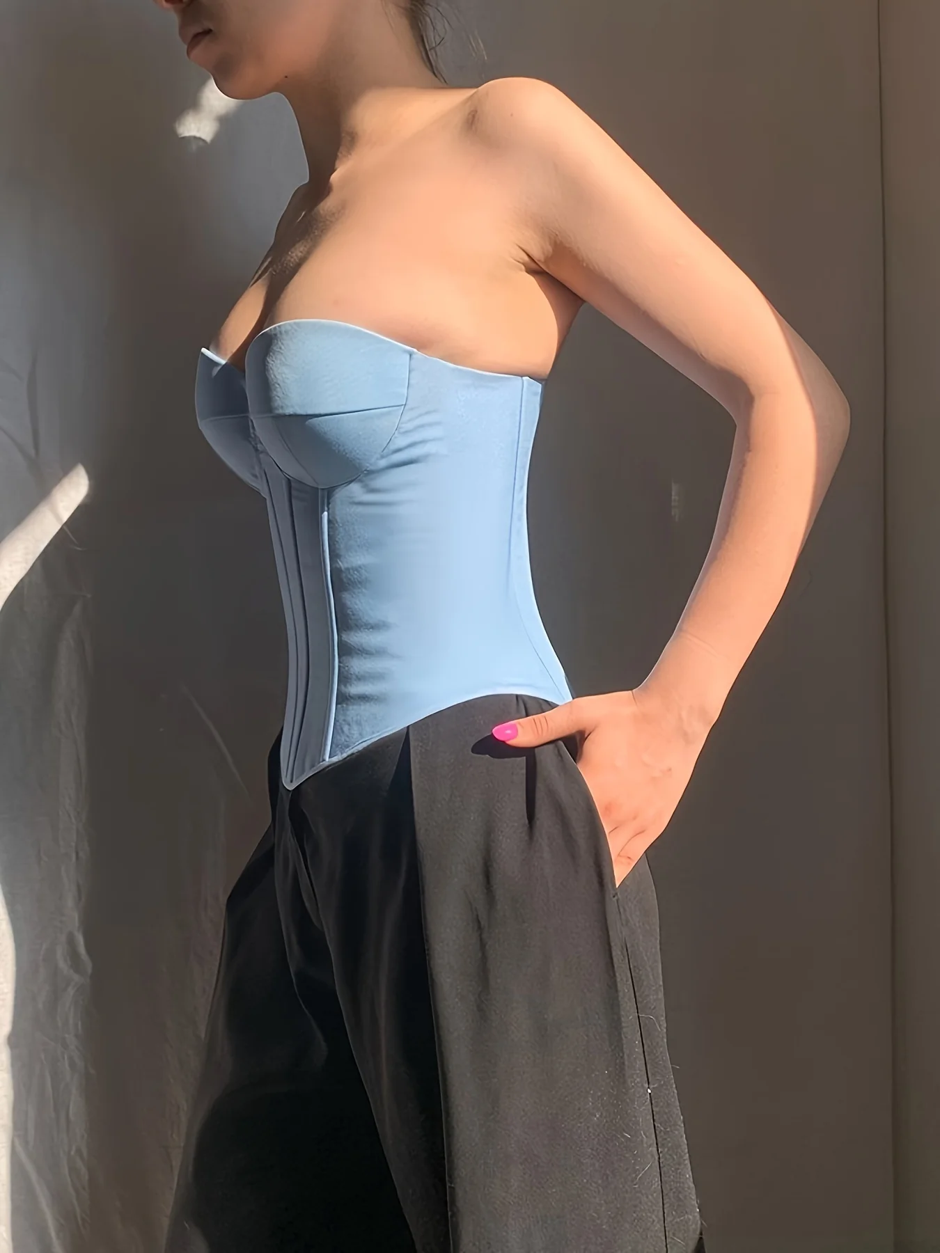 deanwangkt  Sweetheart Neck Corset Top, Stylish Solid Color Strapless Top, Women's Clothing - Deanwangkt