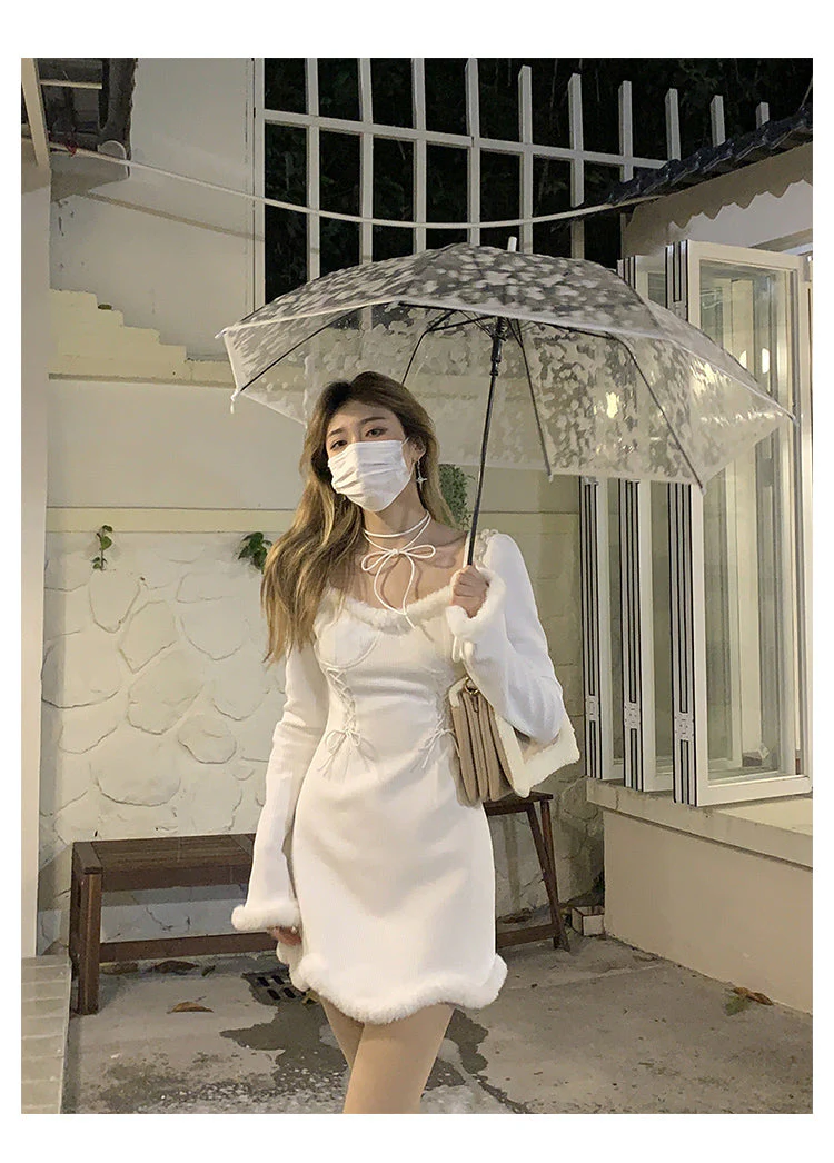 deanwangkt  Winter Sweet Christmas Dress Women Red Kawaii Lolita Party Mini Dresses Warm Korean Night Dresses Ladies Festival Clothing - Deanwangkt