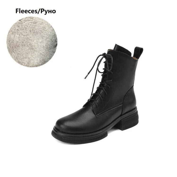 deanwangkt  fashion inspo    Fall/Winter Shoes Women Split Leather Ankle Boots Women Round Toe Chunky Boots for Women Casual Zipper Black Women Boots - Deanwangkt