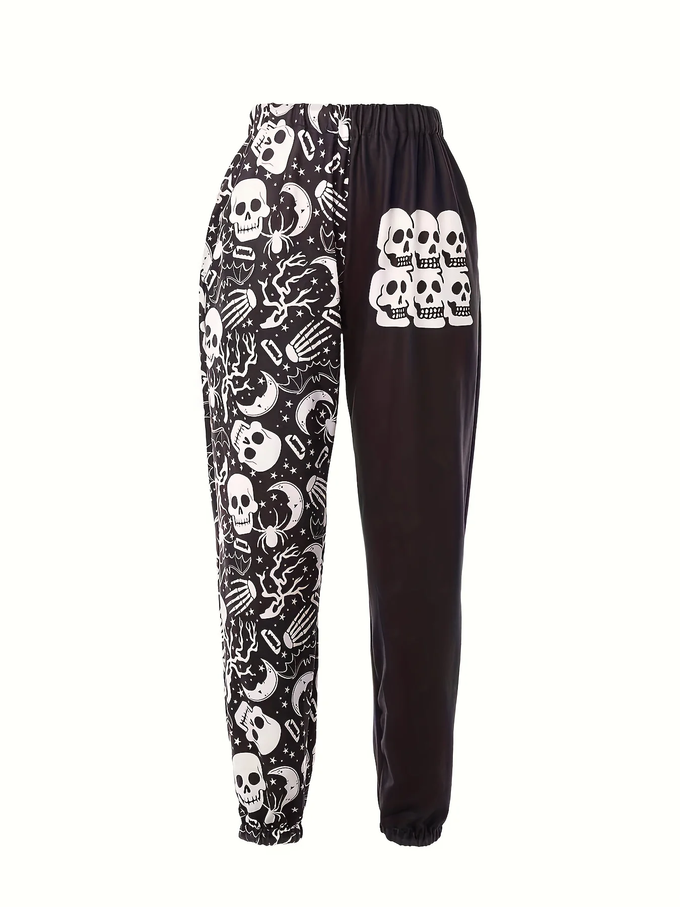 deanwangkt-1  Halloween Skull Pattern Jogger Pants, Loose Fit Slight Stretch Casual Sporty Sweatpant, Women's Athleisure - Deanwangkt