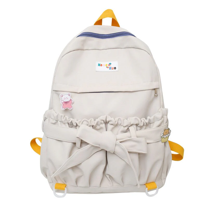 Back To School Korean Style Women Sweet Backpack Large Capacity Open Pockets Kawaii Female Bow School Bags for Teenager Girls Travel Backpacks - Deanwangkt