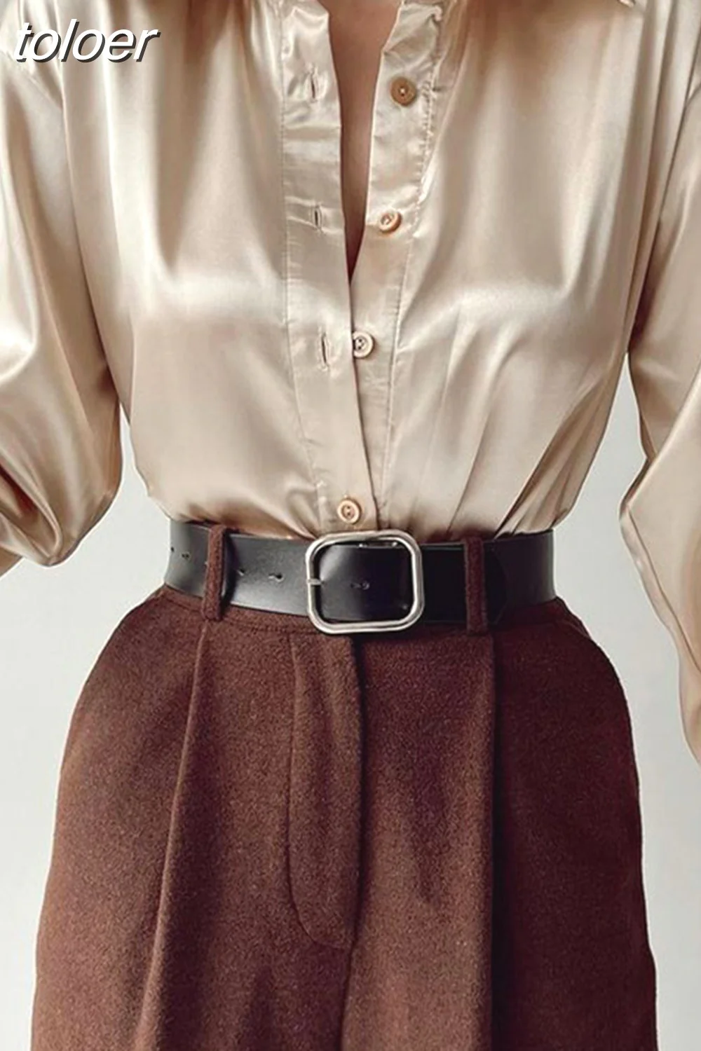 deanwangkt Long Sleeve Blouses Women Tops  Vintage Blue Green Silk Shirt Casual Loose Button Up Female Shirts Fashion Tops 18913 - Deanwangkt