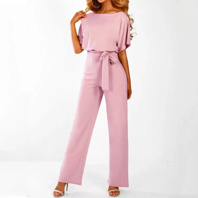 Summer Black Jumpsuit Women Overalls Elegant Long Plus Size Female Jumpsuits Rompers Lace Up Overall For Woman Jumpsuits - Deanwangkt