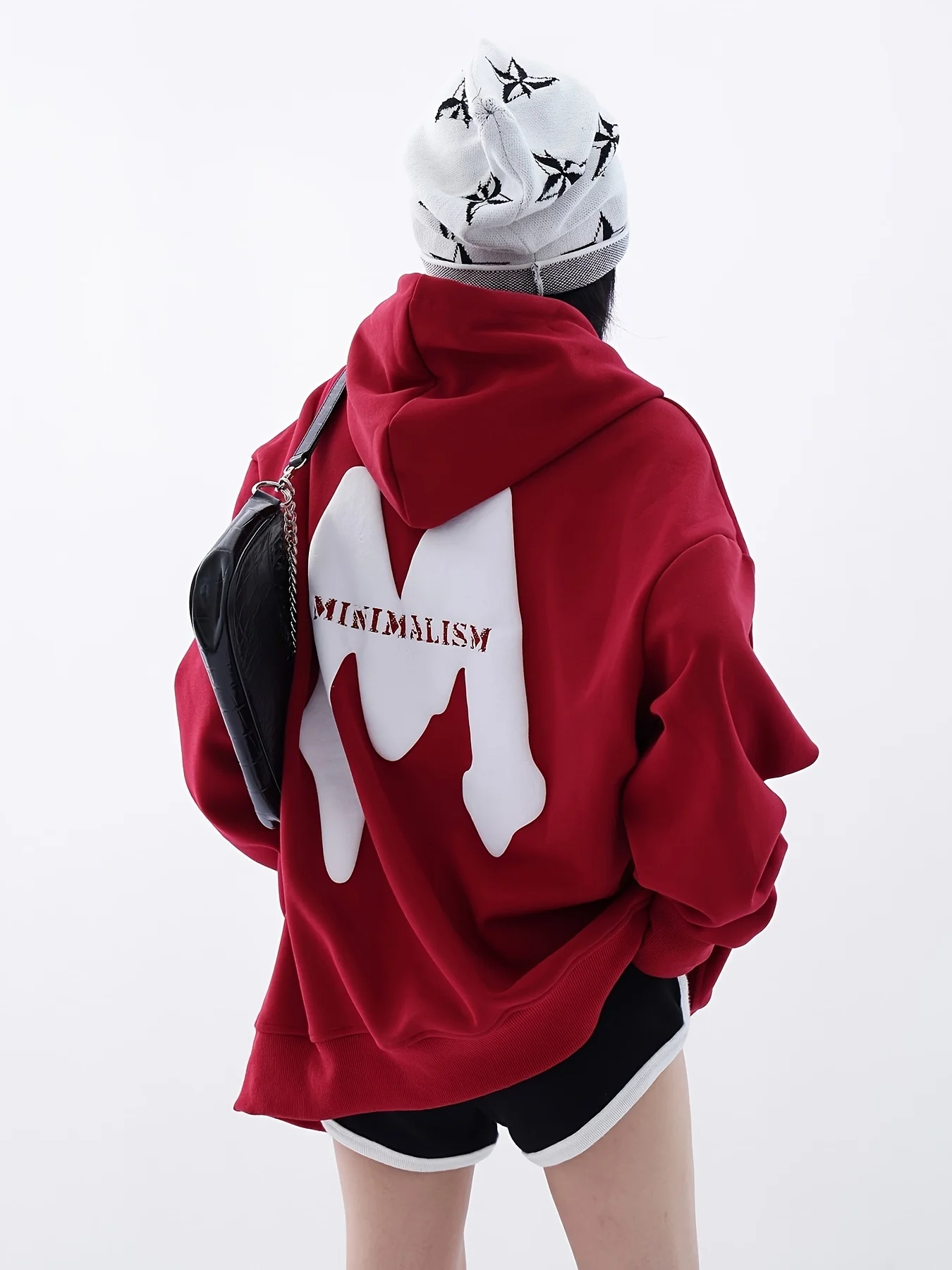 Minimalism Letter Print Drawstring Oversized Pocket Hoodies, Casual Fall Winter Sweatshirt, Women's Clothing - Deanwangkt