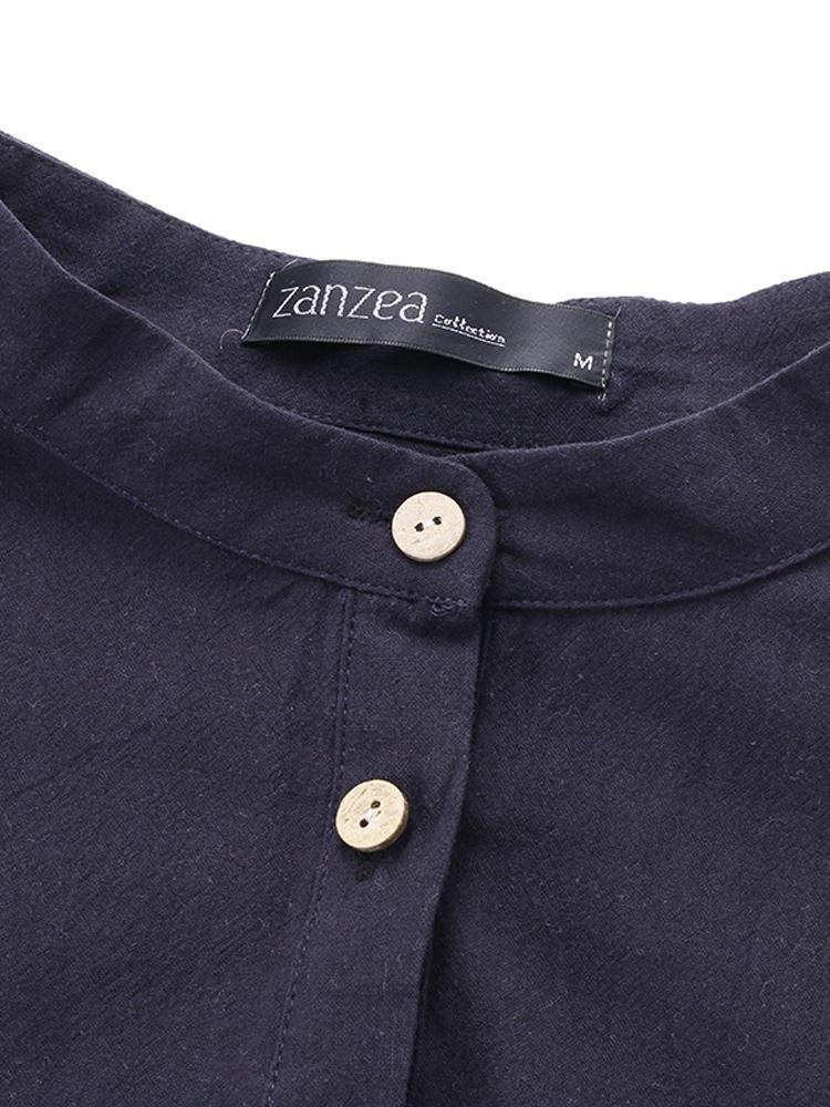 deanwangkt Women Button Down Baggy Blouse Casual Loose Asymmetric Shirt Dress - Deanwangkt