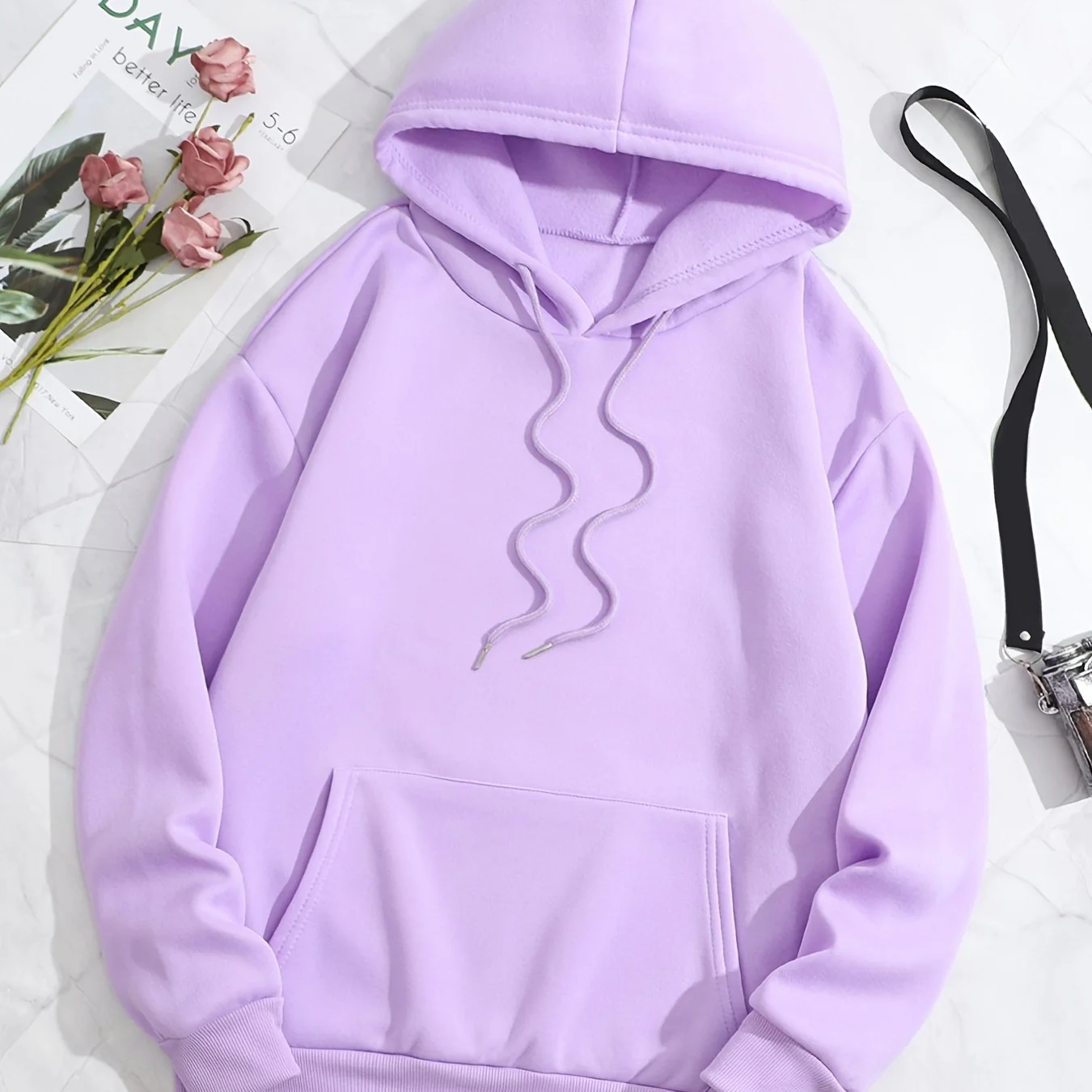 Simple Drawstring Loose Hoodie, Casual Hooded Fashion Long Sleeve Sweatshirt, Women's Clothing - Deanwangkt