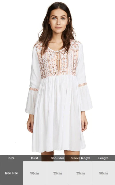 Sexy New Shirt Beach Up White Beach Dress Loose Blouse Tunic Pocket Long Sleeve Swimsuit Cover Up Casual Beachwear - Deanwangkt