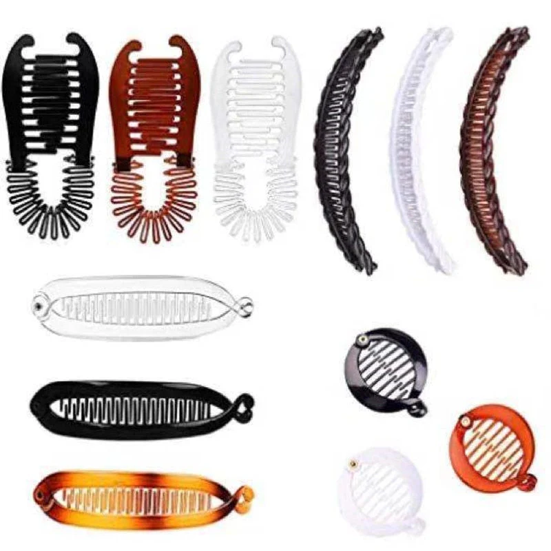 deanwangkt Fish clip set-Banana hair clips Fish hairpin combs Fashion combs Hot style Ponytail Banana clip hair combs Flat clamp for women - Deanwangkt