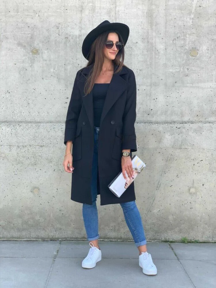 deanwangkt  Spring Wool Women's Coat Trench Lace Up Long Black Coats Female Elegant Autumn Fashion Casual Outerwear Ladies Clothing - Deanwangkt