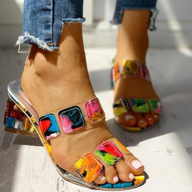 deanwangkt - Colour Casual Patchwork Round Out Door Wedges Shoes - Deanwangkt
