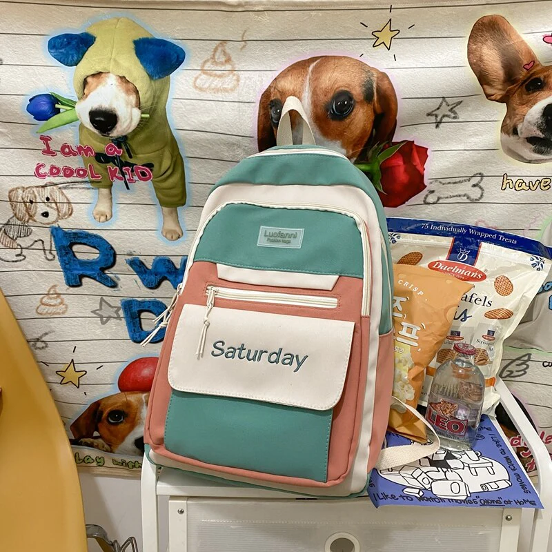 Back to school  Fashion Cute Bookbag for Teenager Girl Backpack Kawaii High School Rucksack Cotton Women Travel Mochila College Laptop - Deanwangkt