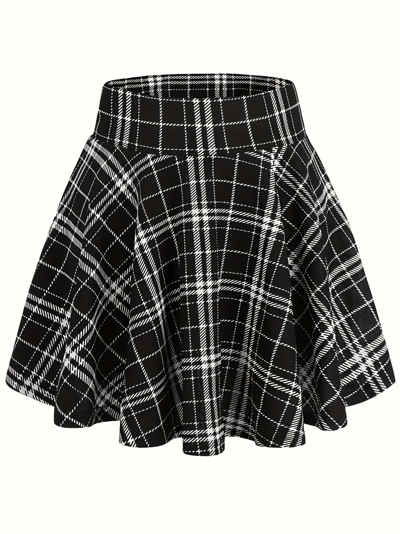 deanwangkt-1 Plaid Print  Elastic Ruched Skirt, Cute Loose Knitting Skirt For Every Day, Women's Clothing - Deanwangkt
