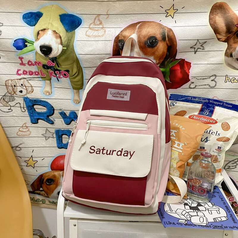 Back to school  Fashion Cute Bookbag for Teenager Girl Backpack Kawaii High School Rucksack Cotton Women Travel Mochila College Laptop - Deanwangkt