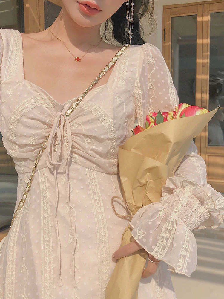 Vintage Fairy Dress Women Elegant Designer Chiffon Dress Long Sleeve French Party Midi Dress Casual Women's Clothing Autumn - Deanwangkt