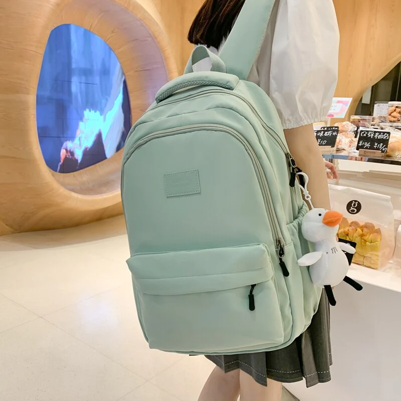 BACK TO SCHOOL   Womens Fashion Backpack Cute Nylon Lady Mochila School Bag for Teenager Girls Kawaii Waterproof Travel Rucksack Black - Deanwangkt