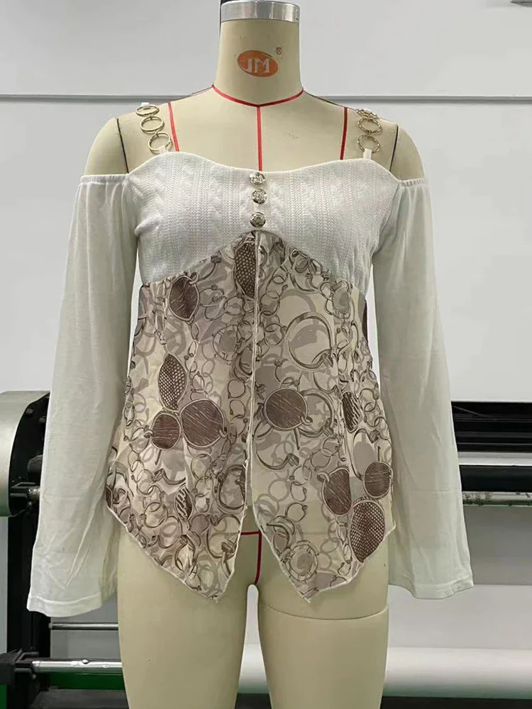 deanwangkt Y2K Gothic Clothes Crop Tops Off White Lolita Women Tops Gyaru  Long Sleeve Tops Cyber Lace Top Exposure Simple Clothes - Deanwangkt