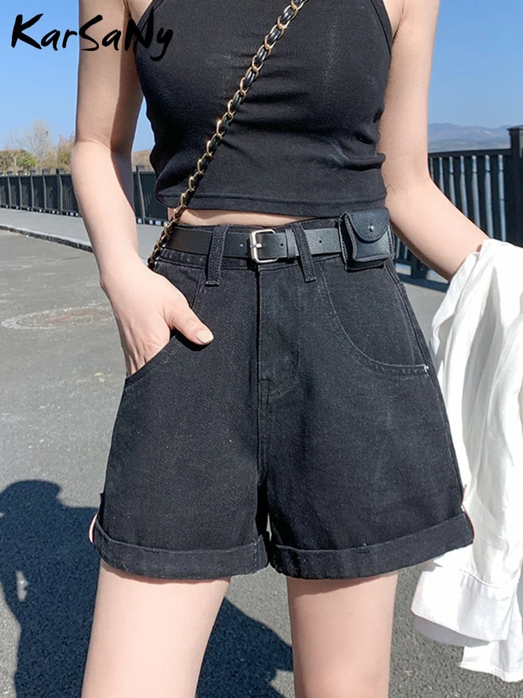 Back To School Women's Summer Shorts Women Denim Clothing Wide Leg Short Jeans  A Line Loose Denim Shorts For Women High Waist - Deanwangkt