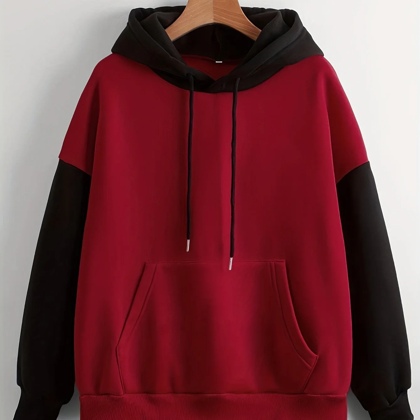 deanwangkt  Color Block Drawstring Hoodie, Casual Long Sleeve Kangaroo Pocket Sweatshirt, Women's Clothing - Deanwangkt