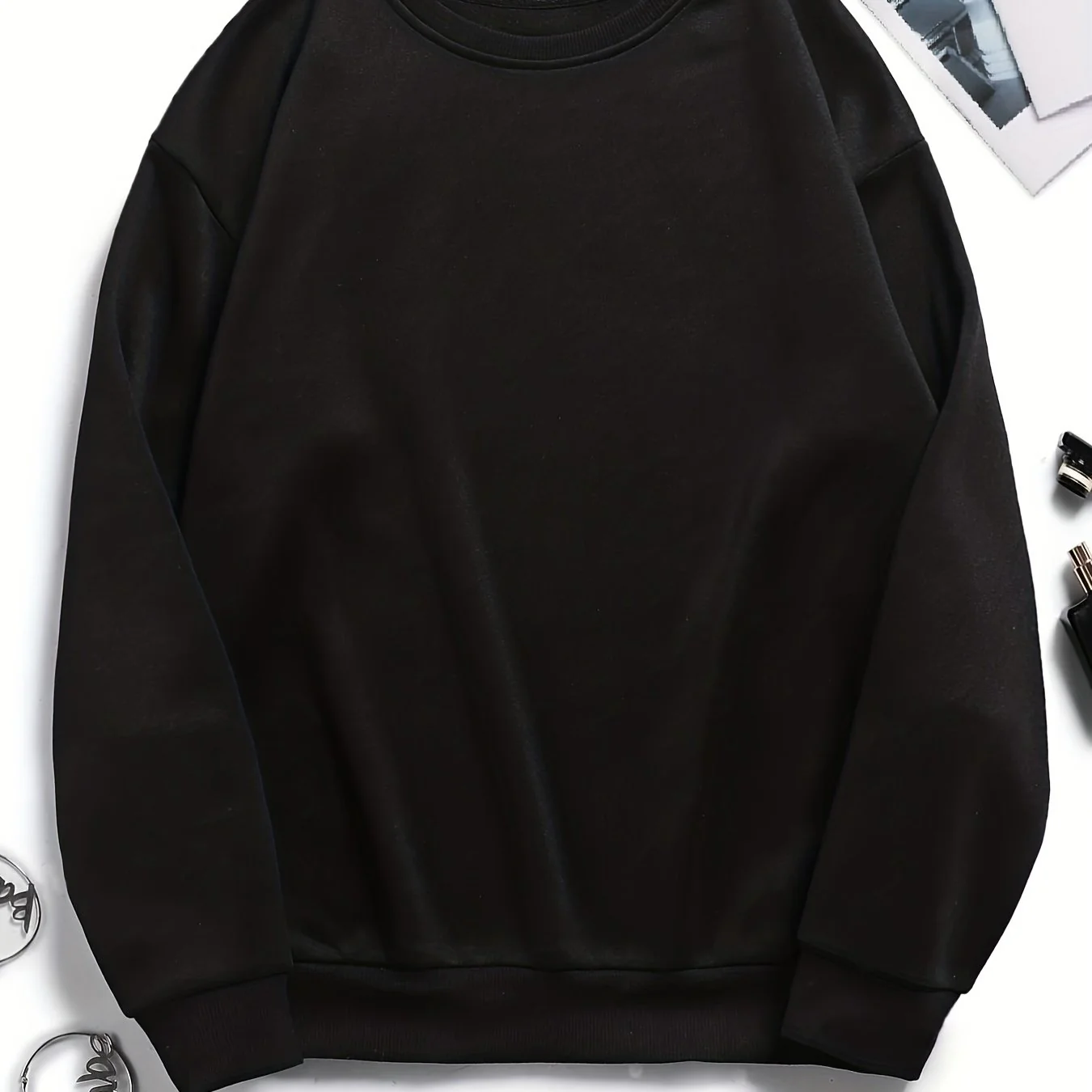 Solid Color Simple Long Sleeve Round Neck Active Sweatshirt, Casual Sports Sweatshirts, Women's Tops - Deanwangkt