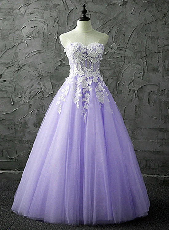 Solvbao Lovely Light Purple Tulle Sweetheart Prom Gown, Tulle Sweet 16 Dresses - Deanwangkt