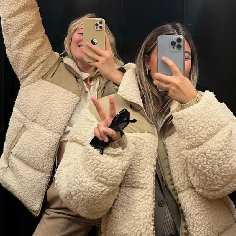 deanwangkt Thick Warm Teddy Jacket Women Winter Suede Fur Fleece Jacket Coat Faux Shearling Outerwear Coats Female Lamb Puffer Jackets Man - Deanwangkt