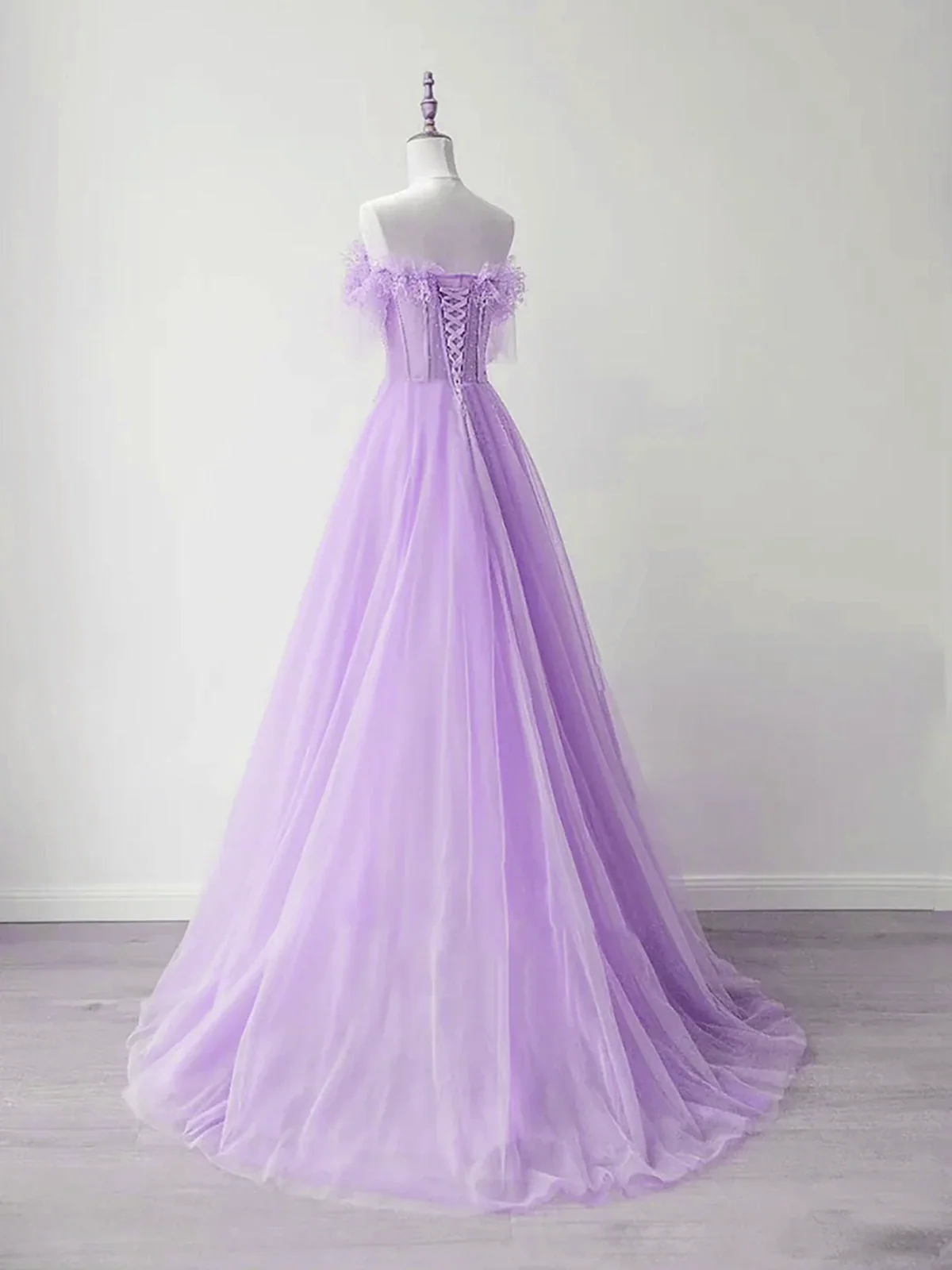 Solvbao Light Purple A-line Sweetheart Tulle Formal Dress, Light Purple Long Prom Dress - Deanwangkt