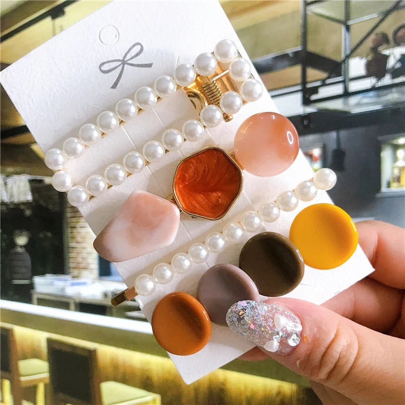 deanwangkt 4pcs/set Women Hair Accessories Jewelry Korean Simulation Pearl Barrette Love Hearts Hair Clips For Girls Pink Hairpins  New - Deanwangkt