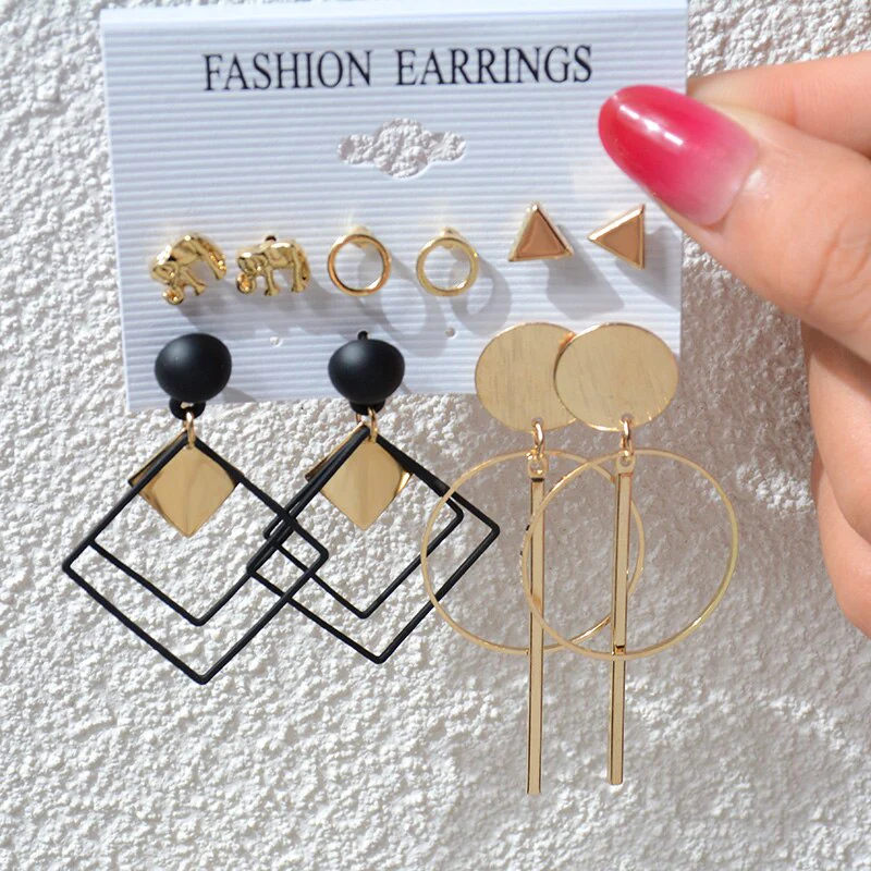 DEANWANGKT 23 Styles Women Earring Set Fashion Jewelry Gold Metal Big Hoop Dangle Drop Earing Butterfly Tassel Geometric Punk Brincos Femme - Deanwangkt