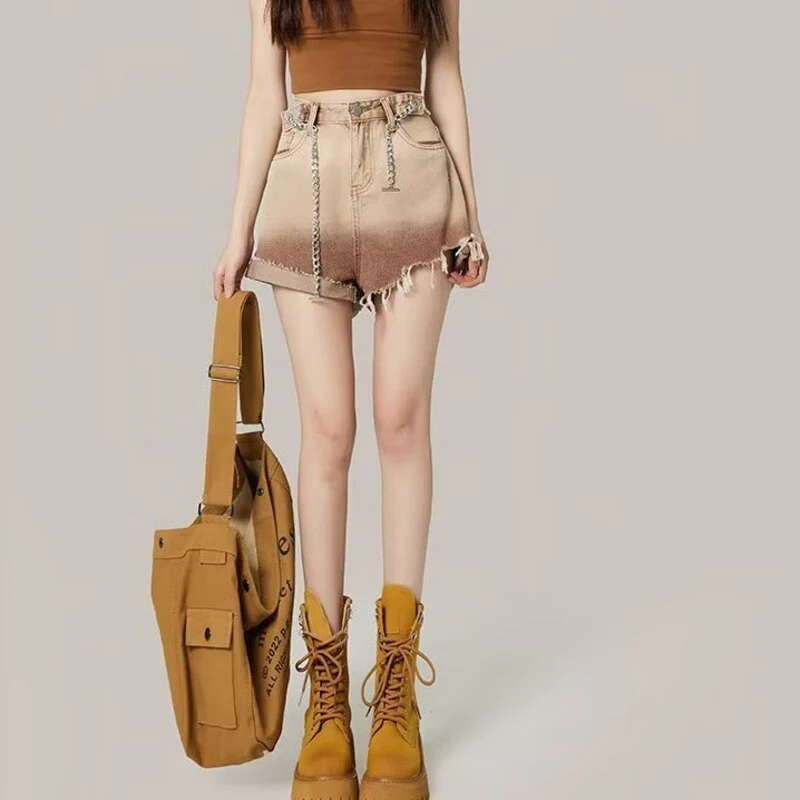 deanwangkt New Women's Thin Shorts Jeans Thin Denim Summer Versatile Water Wash Light Fashion High Waist Straight Pants - Deanwangkt