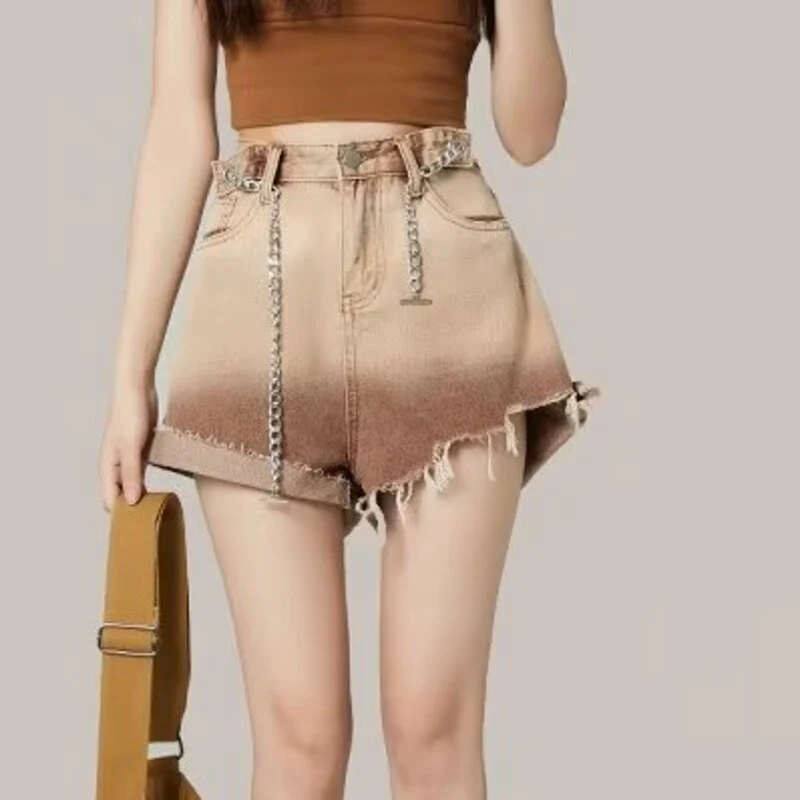 deanwangkt New Women's Thin Shorts Jeans Thin Denim Summer Versatile Water Wash Light Fashion High Waist Straight Pants - Deanwangkt